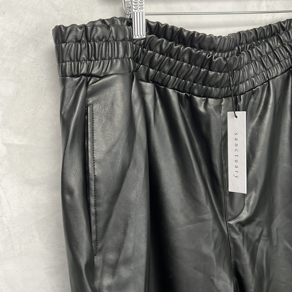 Sanctuary Womens Faux Leather High Rise Jogger Pants, Size 2x - Picture 3 of 9